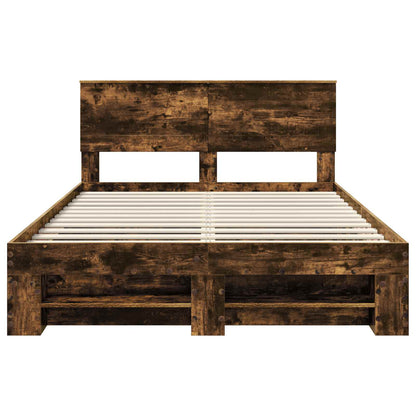 vidaXL Bed Frame Smoked Oak 140 x 200 cm Engineered Wood