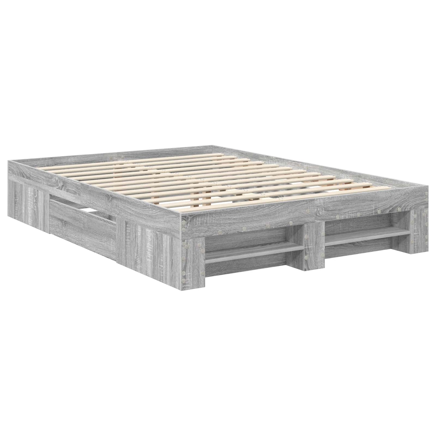 vidaXL Bed Frame Grey Sonoma 140 x 200 cm Engineered Wood