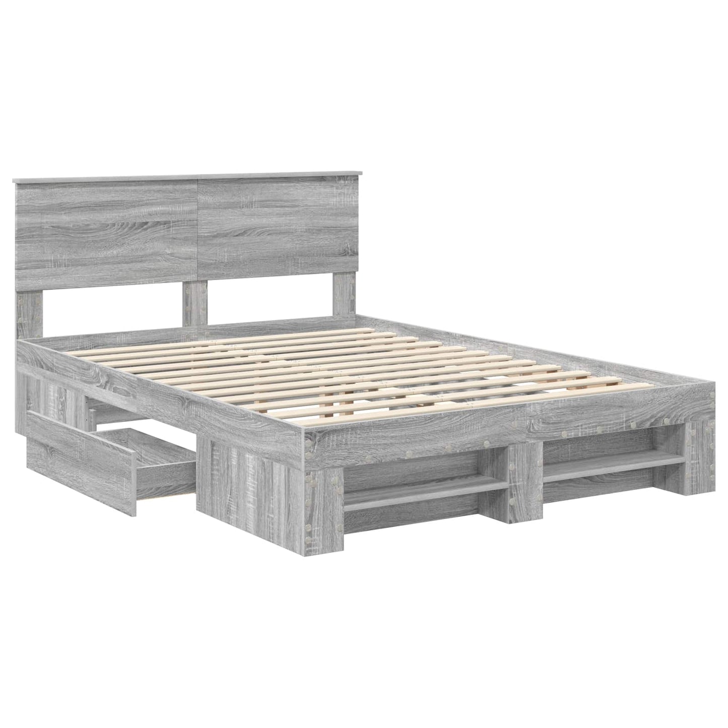 vidaXL Bed Frame Grey Sonoma 140 x 200 cm Engineered Wood