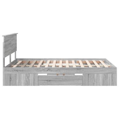 vidaXL Bed Frame Grey Sonoma 140 x 200 cm Engineered Wood