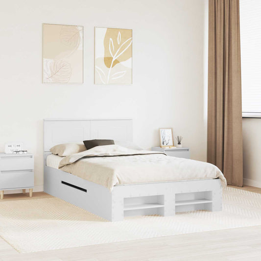 vidaXL Bed Frame with Headboard White 137 x 203 cm Engineered Wood