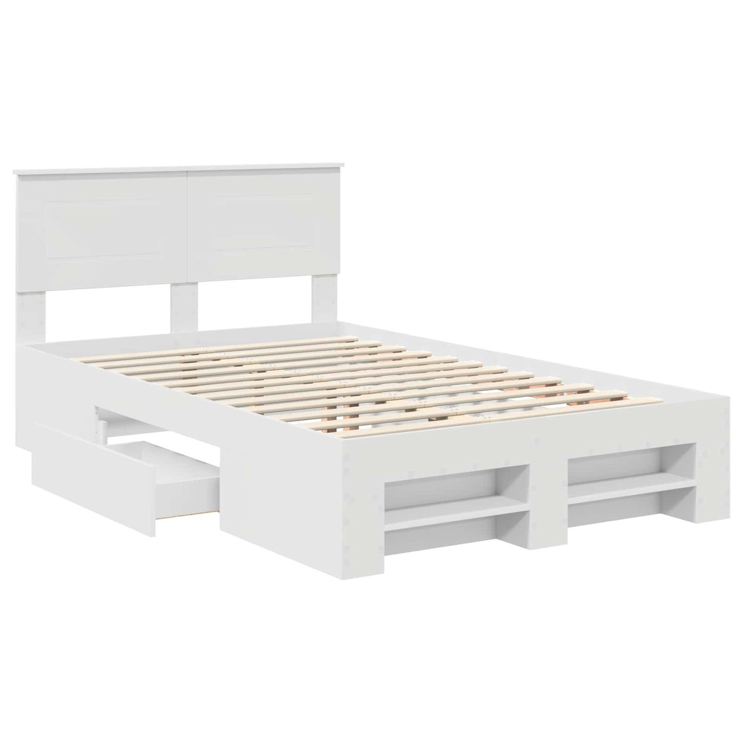 vidaXL Bed Frame with Headboard White 137 x 203 cm Engineered Wood