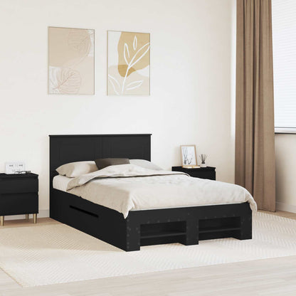 vidaXL Bed Frame with Headboard Black 137 x 203 cm Engineered Wood