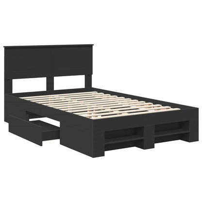 vidaXL Bed Frame with Headboard Black 137 x 203 cm Engineered Wood