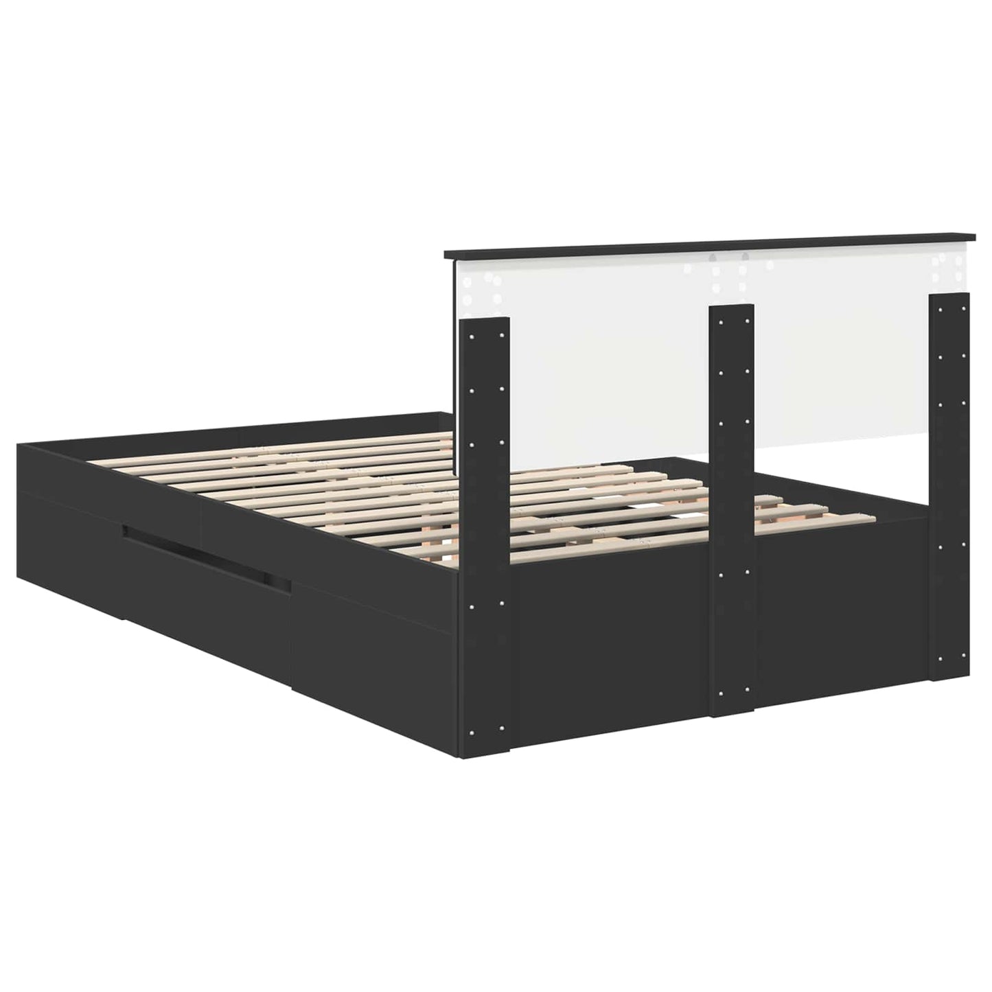 vidaXL Bed Frame with Headboard Black 137 x 203 cm Engineered Wood