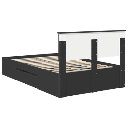 vidaXL Bed Frame with Headboard Black 137 x 203 cm Engineered Wood