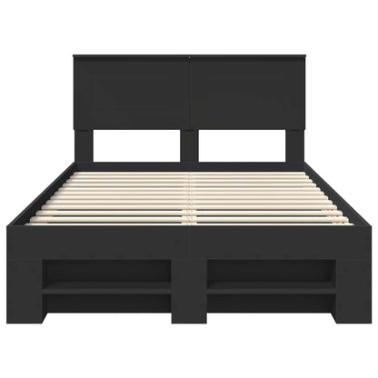 vidaXL Bed Frame with Headboard Black 137 x 203 cm Engineered Wood