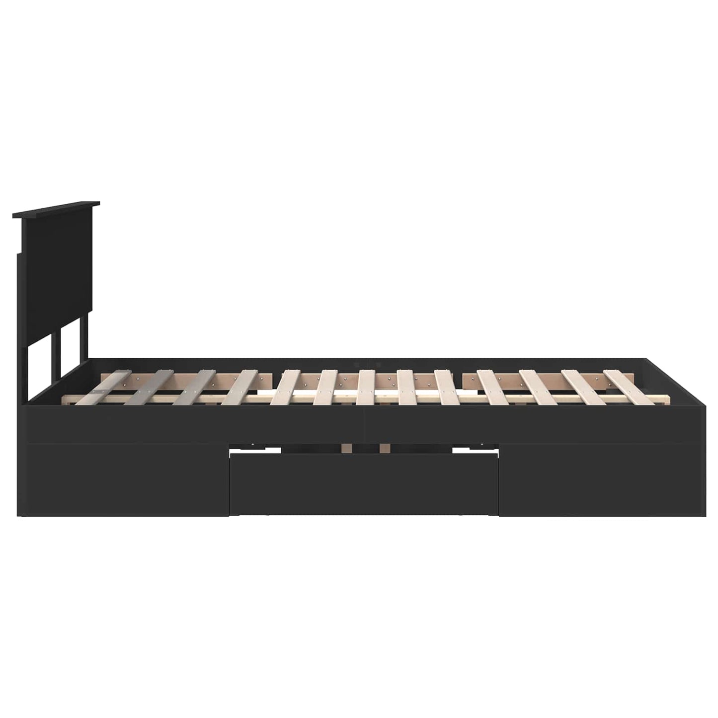 vidaXL Bed Frame with Headboard Black 137 x 203 cm Engineered Wood