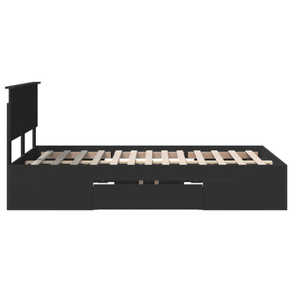 vidaXL Bed Frame with Headboard Black 137 x 203 cm Engineered Wood