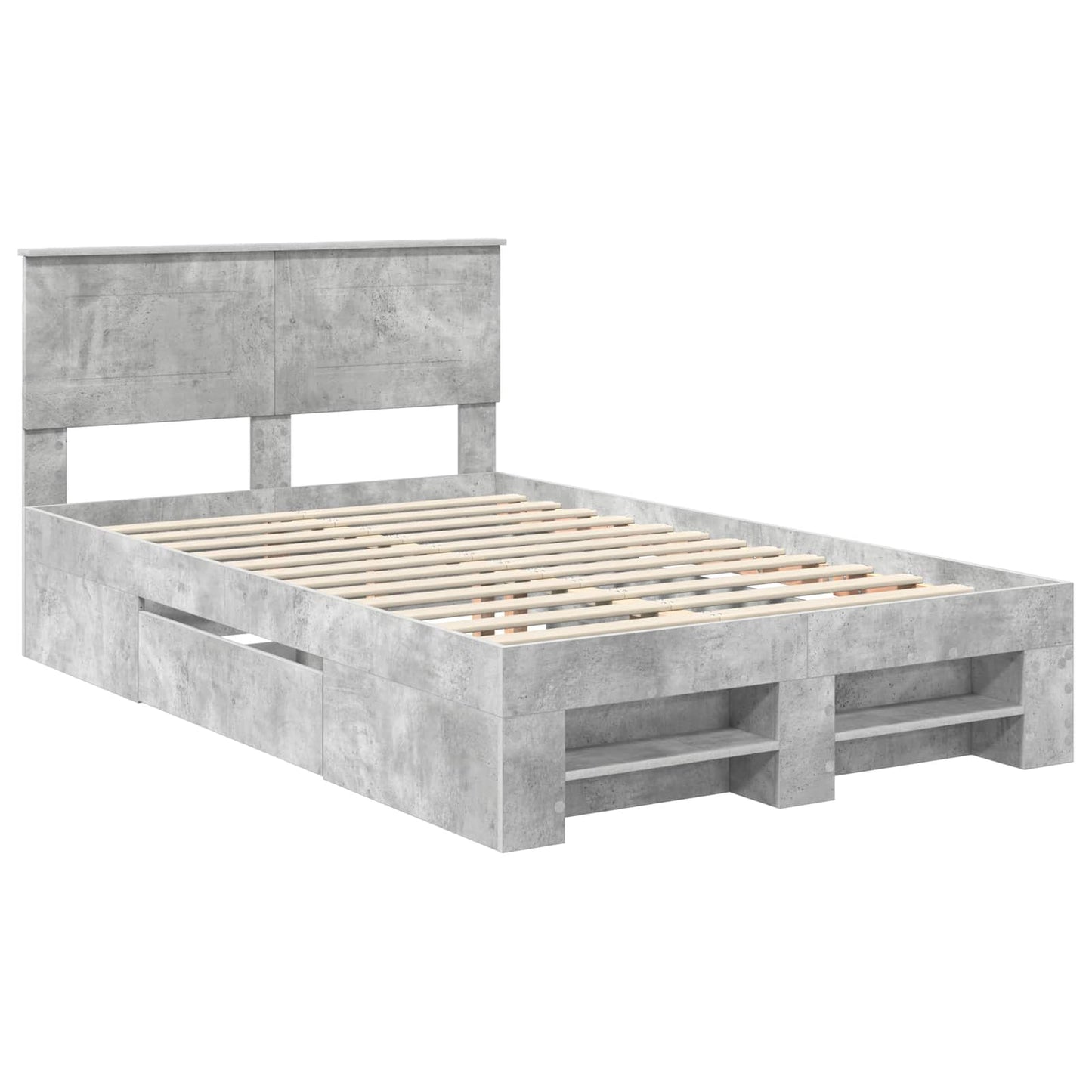 vidaXL Bed Frame Concrete Grey 137 x 203 cm Engineered Wood