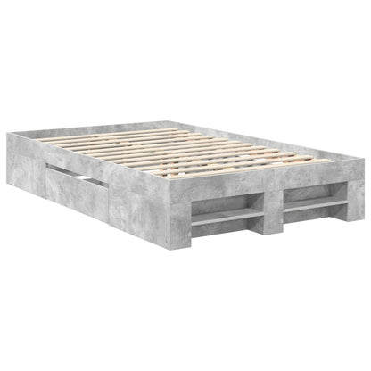 vidaXL Bed Frame Concrete Grey 137 x 203 cm Engineered Wood