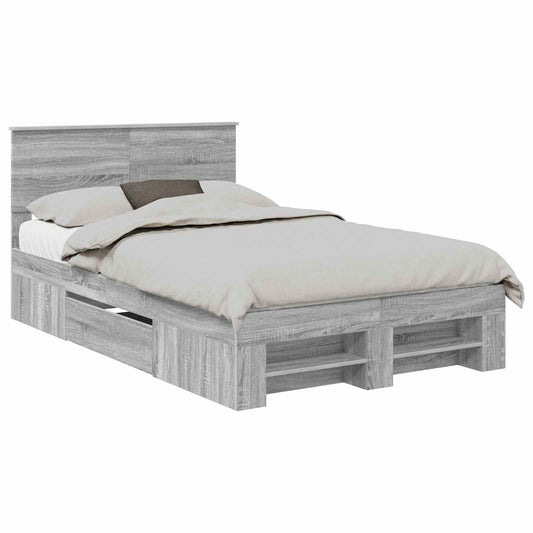 vidaXL Bed Frame Grey Sonoma 137 x 203 cm Engineered Wood