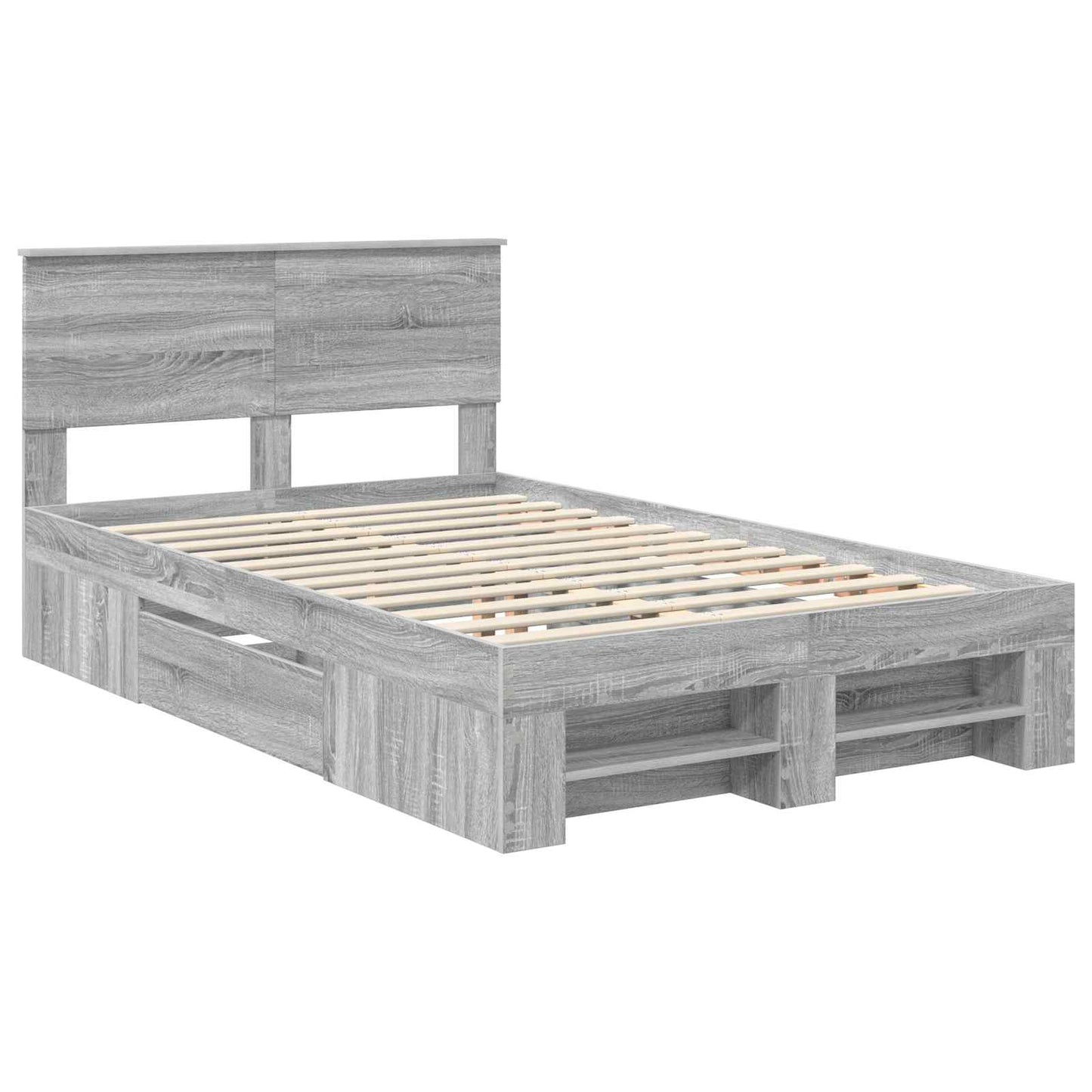 vidaXL Bed Frame Grey Sonoma 137 x 203 cm Engineered Wood