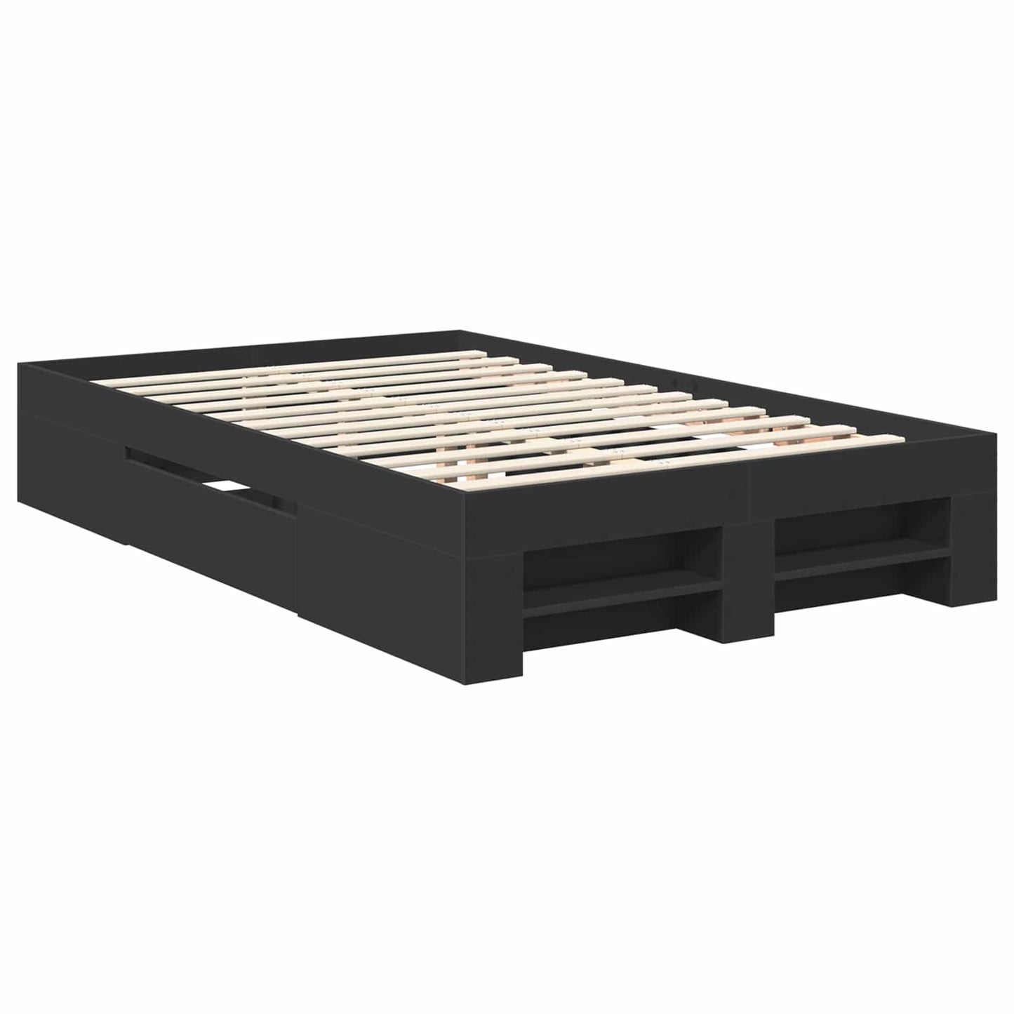 vidaXL Bed Frame with Headboard Black 120 x 200 cm Engineered Wood