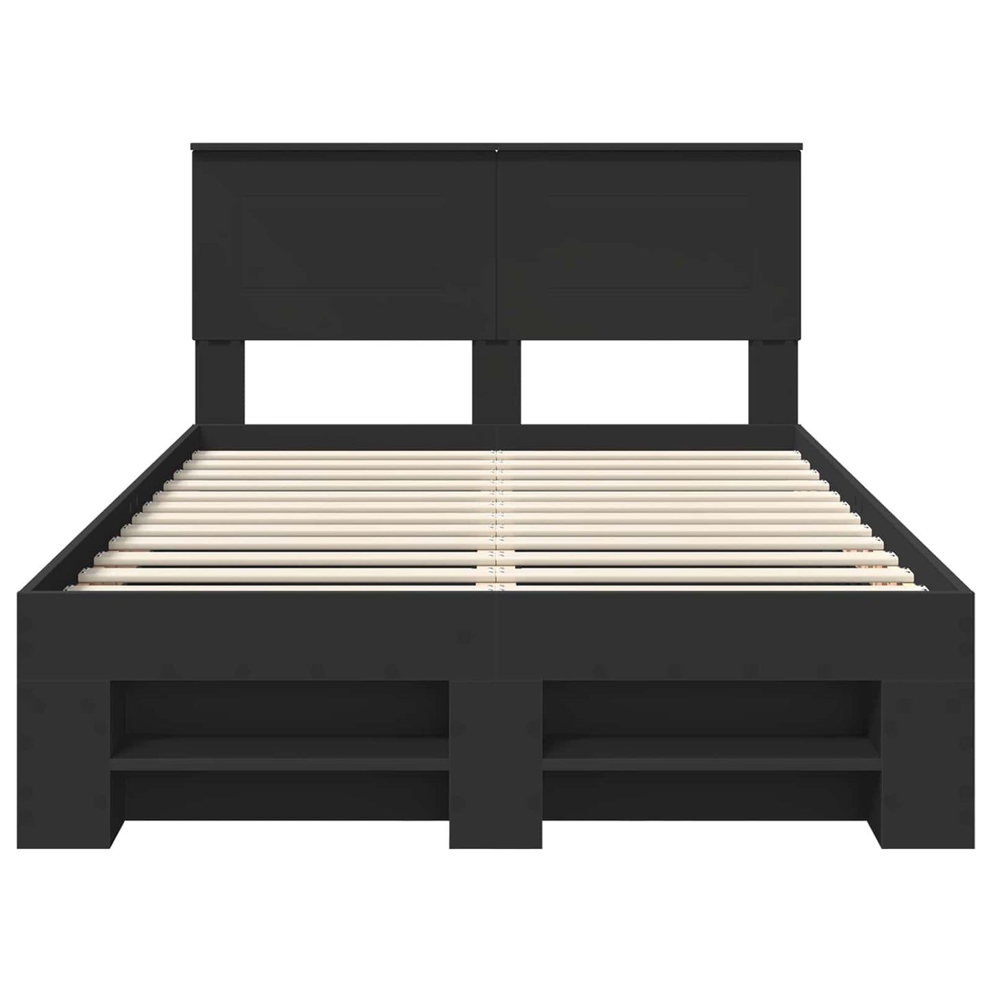 vidaXL Bed Frame with Headboard Black 120 x 200 cm Engineered Wood
