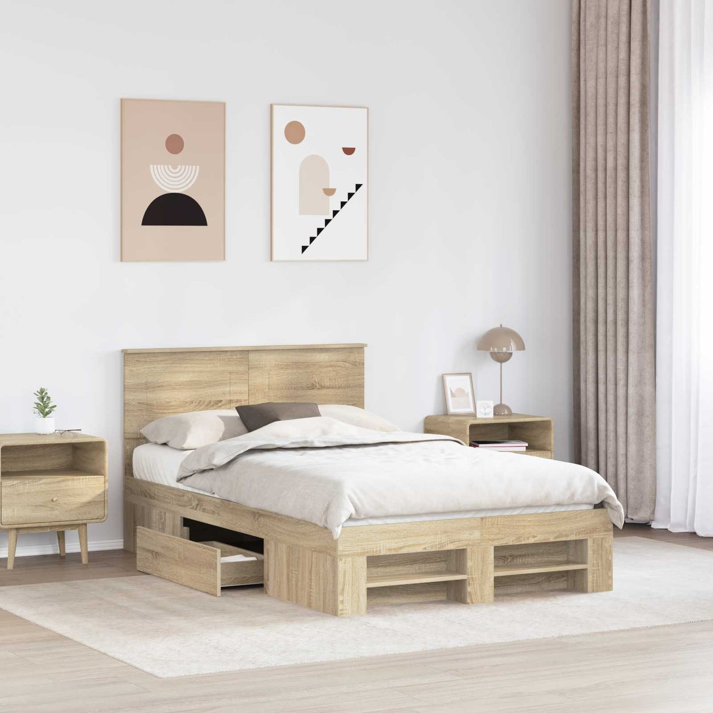 vidaXL Bed Frame Sonoma Oak 120 x 200 cm Engineered Wood