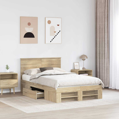 vidaXL Bed Frame Sonoma Oak 120 x 200 cm Engineered Wood
