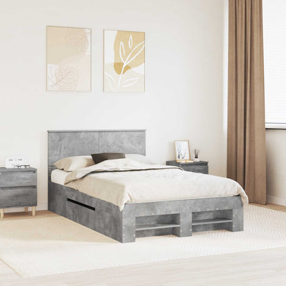 vidaXL Bed Frame Concrete Grey 120 x 200 cm Engineered Wood