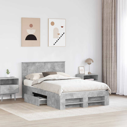 vidaXL Bed Frame Concrete Grey 120 x 200 cm Engineered Wood