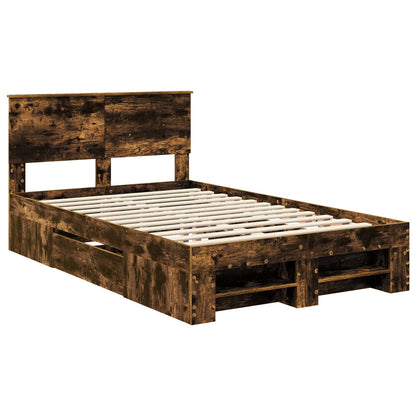 vidaXL Bed Frame Smoked Oak 120 x 200 cm Engineered Wood