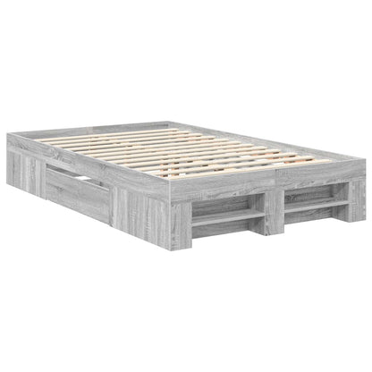 vidaXL Bed Frame Grey Sonoma 120 x 200 cm Engineered Wood