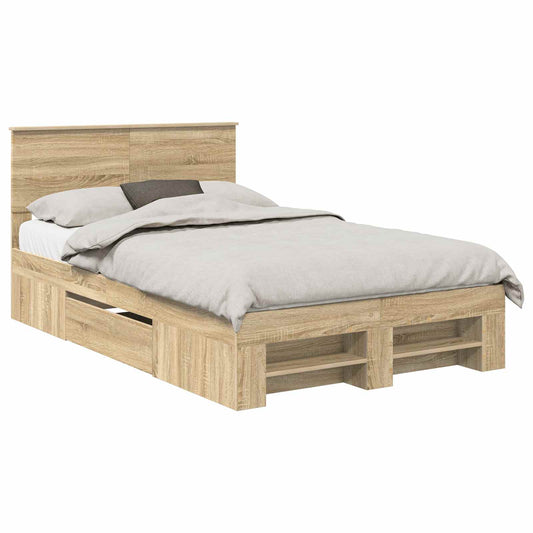 vidaXL Bed Frame Sonoma Oak 120 x 200 cm Engineered Wood