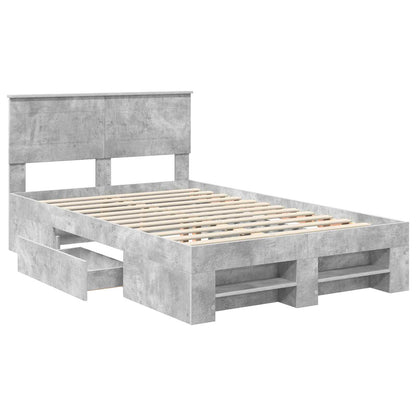 vidaXL Bed Frame Concrete Grey 120 x 200 cm Engineered Wood