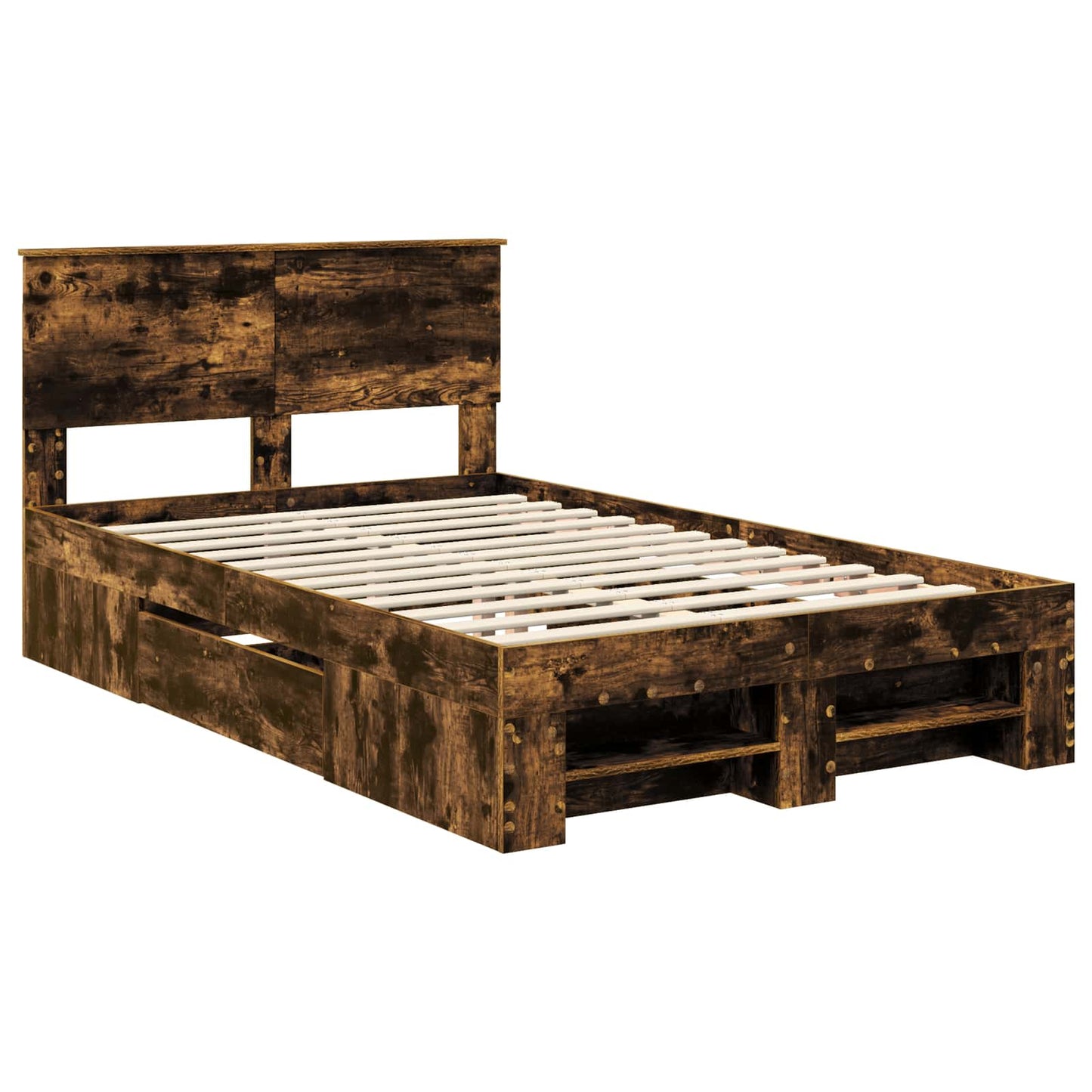 vidaXL Bed Frame Smoked Oak 120 x 200 cm Engineered Wood