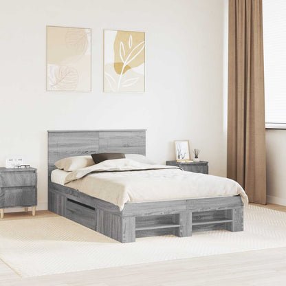vidaXL Bed Frame Grey Sonoma 120 x 200 cm Engineered Wood