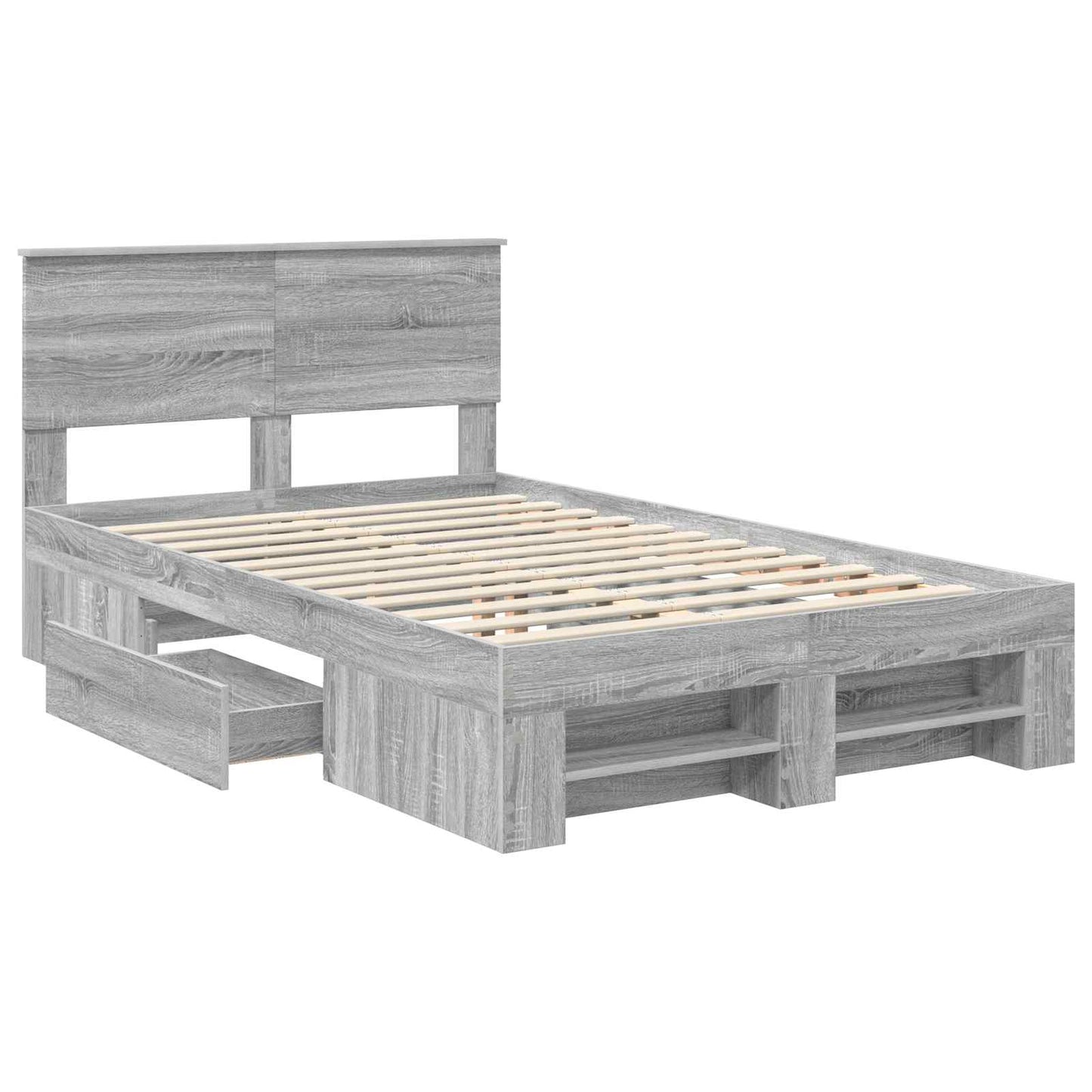 vidaXL Bed Frame Grey Sonoma 120 x 200 cm Engineered Wood