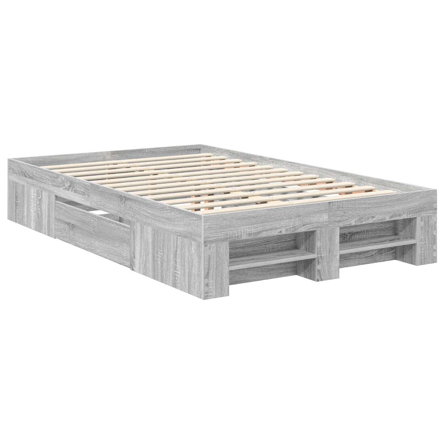 vidaXL Bed Frame Grey Sonoma 120 x 200 cm Engineered Wood