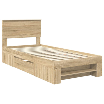 vidaXL Bed Frame with Headboard Sonoma Oak 100 x 200 m Engineered Wood
