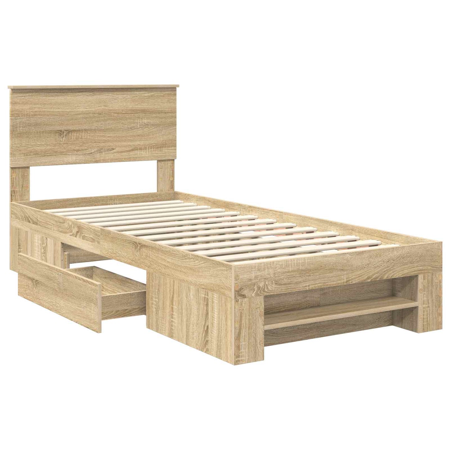 vidaXL Bed Frame with Headboard Sonoma Oak 100 x 200 m Engineered Wood