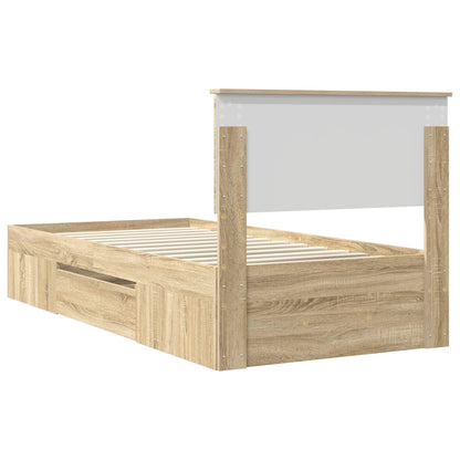 vidaXL Bed Frame with Headboard Sonoma Oak 100 x 200 m Engineered Wood