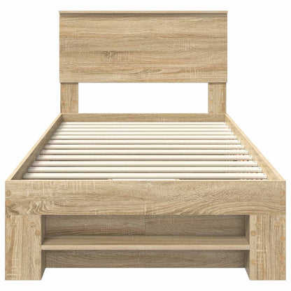 vidaXL Bed Frame with Headboard Sonoma Oak 100 x 200 m Engineered Wood