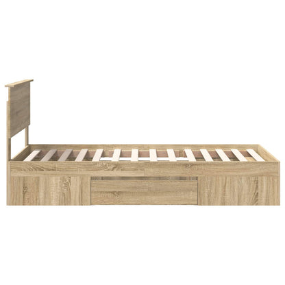 vidaXL Bed Frame with Headboard Sonoma Oak 100 x 200 m Engineered Wood