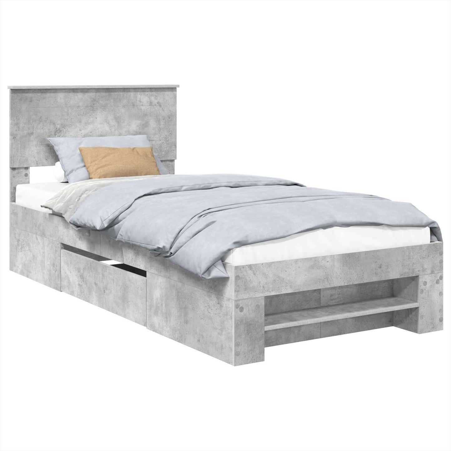 vidaXL Bed Frame Concrete Grey 100 x 200 m Engineered Wood