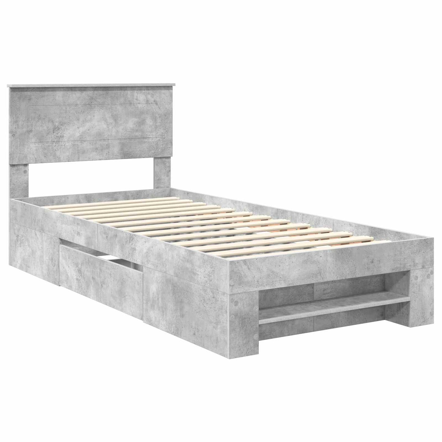 vidaXL Bed Frame Concrete Grey 100 x 200 m Engineered Wood