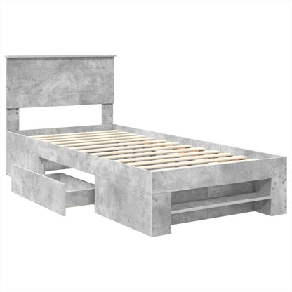 vidaXL Bed Frame Concrete Grey 100 x 200 m Engineered Wood