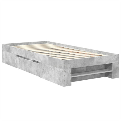 vidaXL Bed Frame Concrete Grey 100 x 200 m Engineered Wood