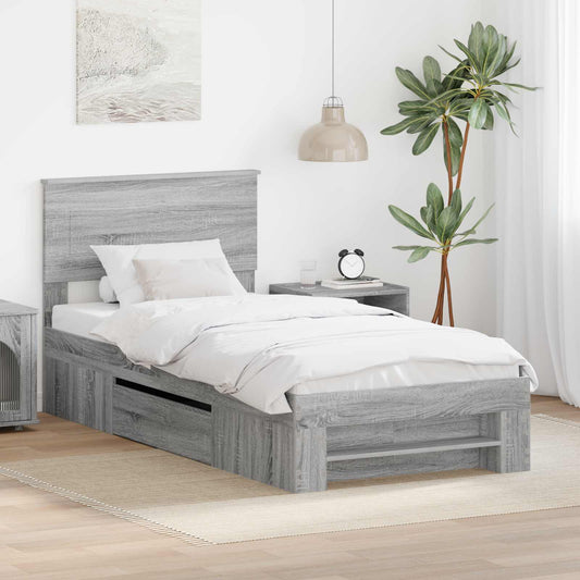vidaXL Bed Frame Grey Sonoma 100 x 200 m Engineered Wood