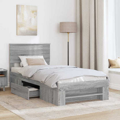 vidaXL Bed Frame Grey Sonoma 100 x 200 m Engineered Wood