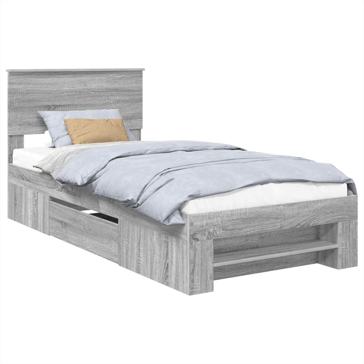 vidaXL Bed Frame Grey Sonoma 100 x 200 m Engineered Wood