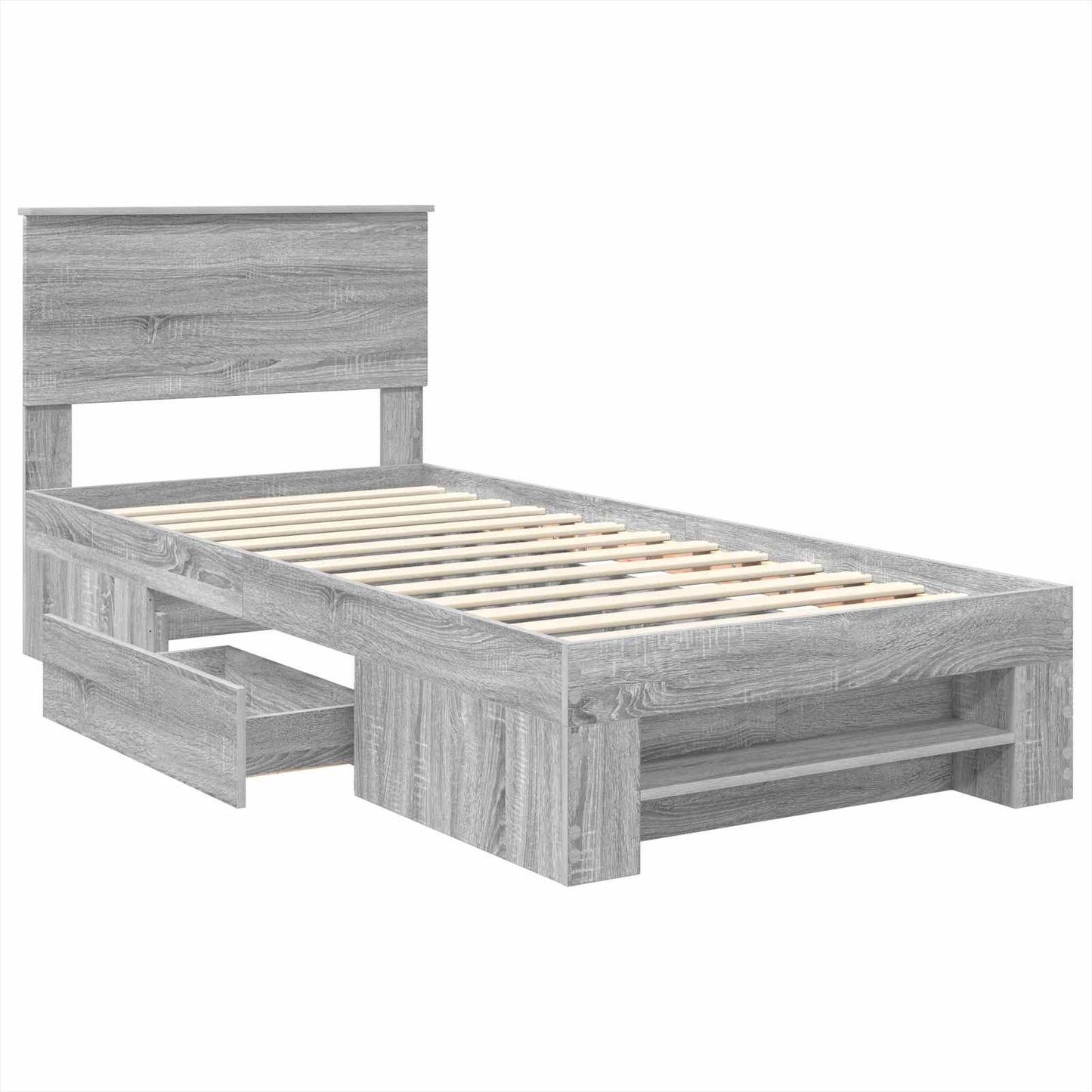 vidaXL Bed Frame Grey Sonoma 100 x 200 m Engineered Wood