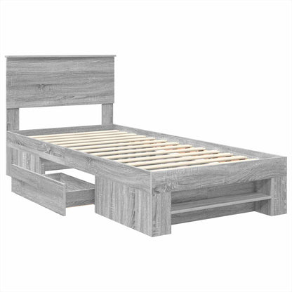 vidaXL Bed Frame Grey Sonoma 100 x 200 m Engineered Wood