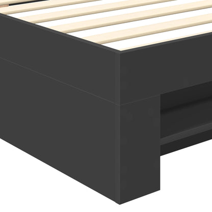 vidaXL Bed Frame with Headboard Black 90 x 200 cm Engineered Wood