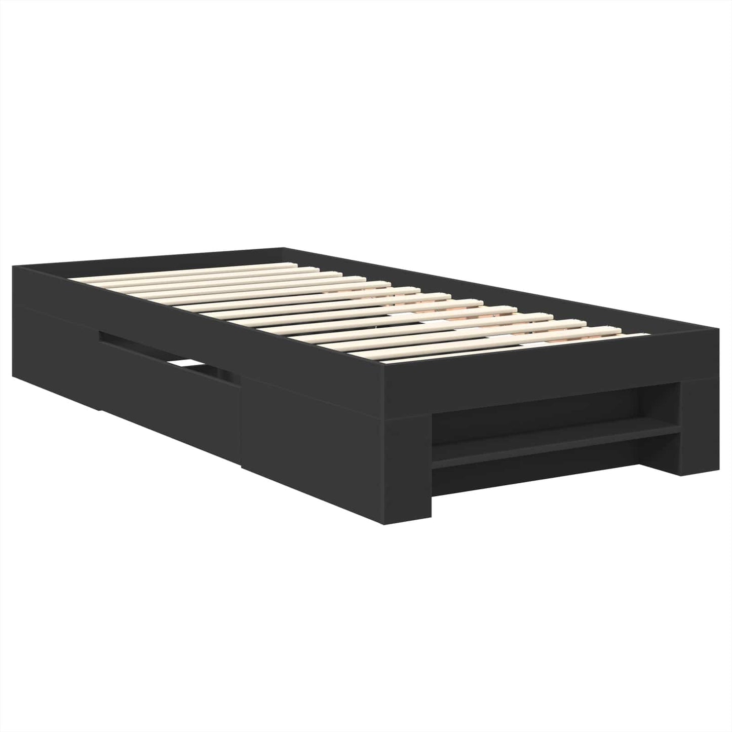 vidaXL Bed Frame with Headboard Black 90 x 200 cm Engineered Wood