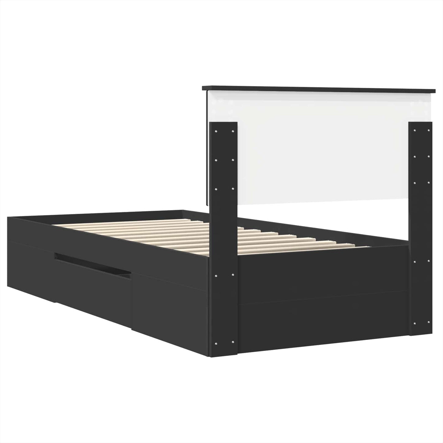 vidaXL Bed Frame with Headboard Black 90 x 200 cm Engineered Wood
