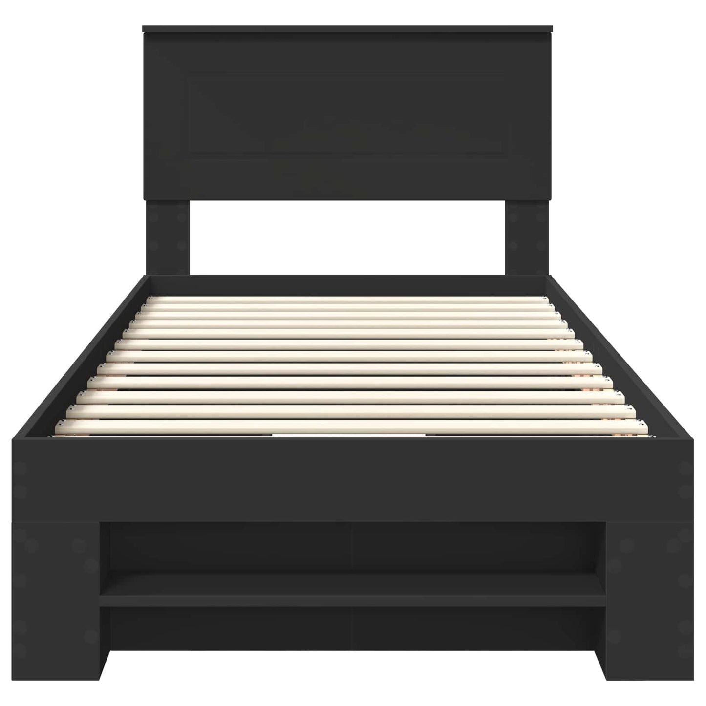 vidaXL Bed Frame with Headboard Black 90 x 200 cm Engineered Wood