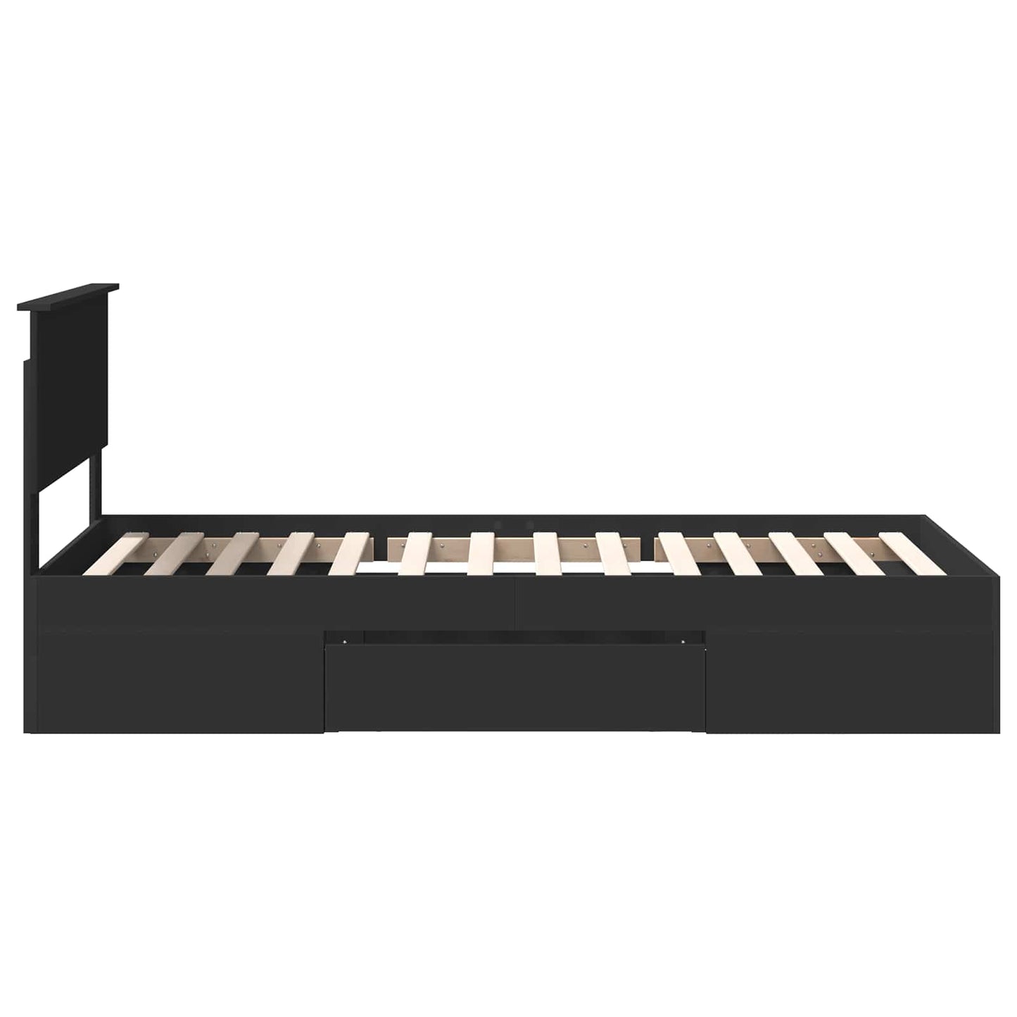 vidaXL Bed Frame with Headboard Black 90 x 200 cm Engineered Wood